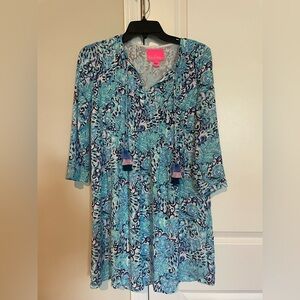 Lilly Pulitzer Aqua and Navy Swirl Dress
